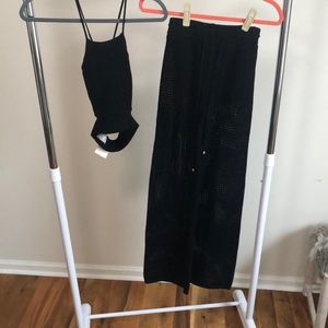 Black two-piece crochet set